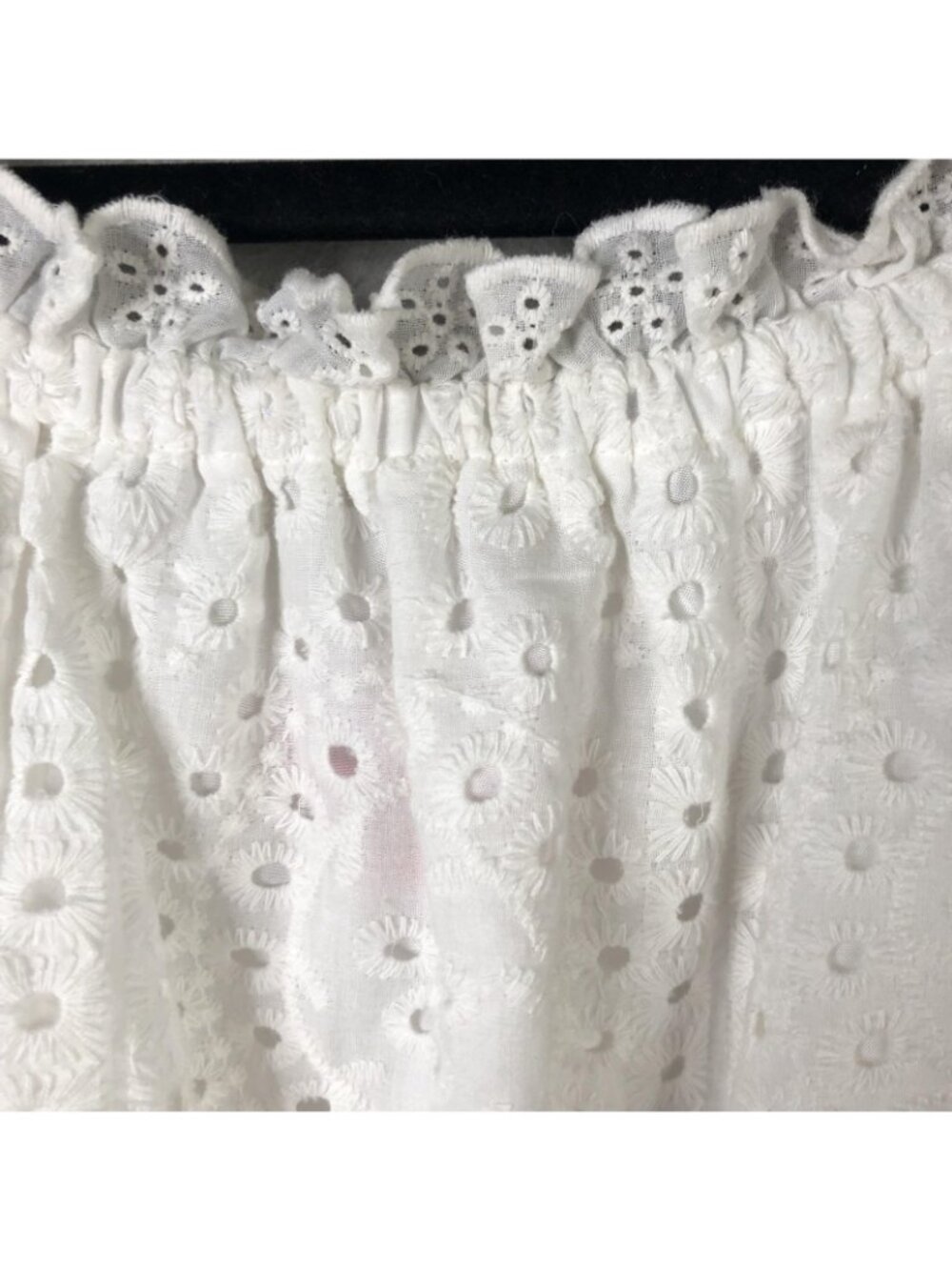 Betsey Johnson Dress Womens S White Eyelet Lace Smocked Midi Puff Sleeve Boho - Picture 14 of 16